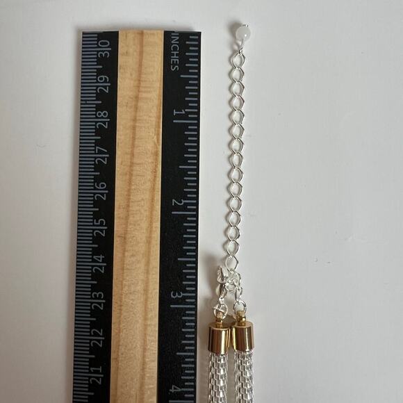 NEW Vintage 80s NRQ Lariat Silver and Gold Necklace Hoop Earrings Jewelry Set - Picture 15 of 15